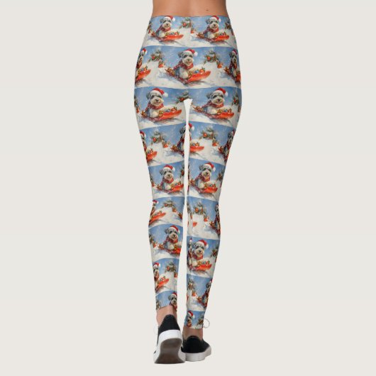 Schnauzer Dog in Sledge Let It Snow Christmas Leggings (Achterkant)