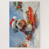 Schnauzer Dog in Sledge Let It Snow Christmas Legpuzzel (Verticaal)