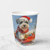 Schnauzer Dog in Sledge Let It Snow Christmas Papieren Bekers (Voorkant)