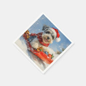 Schnauzer Dog in Sledge Let It Snow Christmas Servet (Hoek)