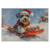 Schnauzer Dog in Sledge Let It Snow Christmas Snijplank (Voorkant)