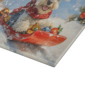 Schnauzer Dog in Sledge Let It Snow Christmas Snijplank (Hoek)