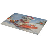 Schnauzer Dog in Sledge Let It Snow Christmas Snijplank (Hoek)