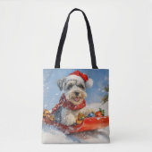 Schnauzer Dog in Sledge Let It Snow Christmas Tote Bag (Voorkant)