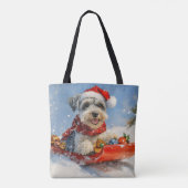 Schnauzer Dog in Sledge Let It Snow Christmas Tote Bag (Achterkant)