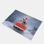 Schnauzer Dog in sneeuw, met kerstmis Deurmat (Schuin)