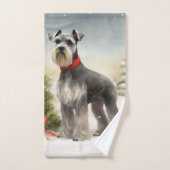 Schnauzer Dog in sneeuwkerst Bad Handdoek (Handdoek)