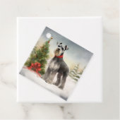 Schnauzer Dog in sneeuwkerst Bedankjes Labels (In situ)