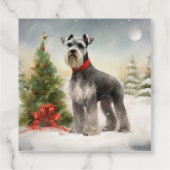 Schnauzer Dog in sneeuwkerst Bedankjes Labels (Achterkant)