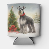 Schnauzer Dog in sneeuwkerst Blikjeskoeler (Voorkant)