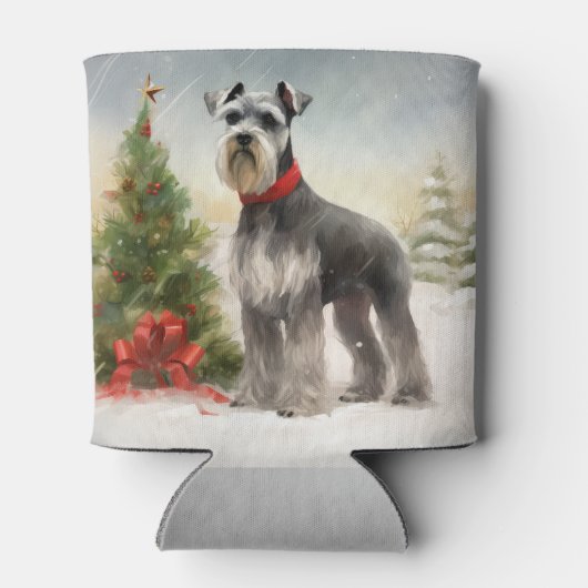 Schnauzer Dog in sneeuwkerst Blikjeskoeler (Achterkant)