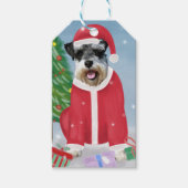 Schnauzer Dog in sneeuwkerst Cadeaulabel (Voorkant)