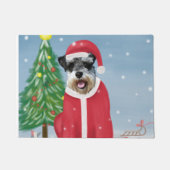Schnauzer Dog in sneeuwkerst Deurmat (Voorkant)