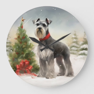Schnauzer Dog in sneeuwkerst Grote Klok