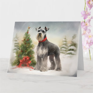 Schnauzer Dog in sneeuwkerst Kaart