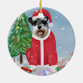 Schnauzer Dog in sneeuwkerst Keramisch Ornament (Achterkant)