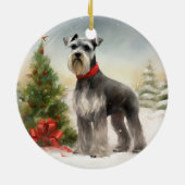 Schnauzer Dog in sneeuwkerst Keramisch Ornament (Achterkant)