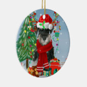 Schnauzer Dog in sneeuwkerst Keramisch Ornament (Rechts)