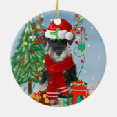 Schnauzer Dog in sneeuwkerst Keramisch Ornament (Achterkant)