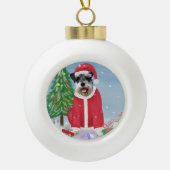 Schnauzer Dog in sneeuwkerst Keramische Bal Ornament (Voorkant)