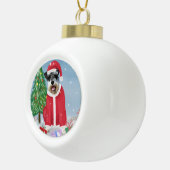 Schnauzer Dog in sneeuwkerst Keramische Bal Ornament (Rechts)