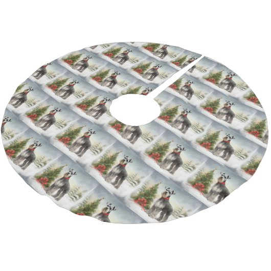 Schnauzer Dog in sneeuwkerst Kerstboom Rok (Gekanteld)