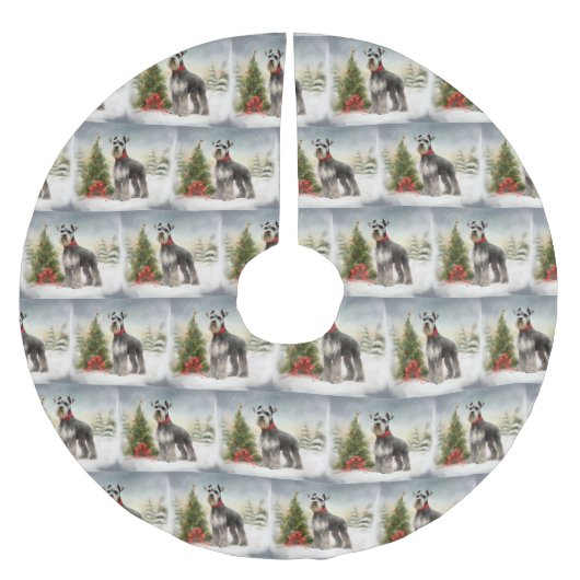 Schnauzer Dog in sneeuwkerst Kerstboom Rok (Voorkant)