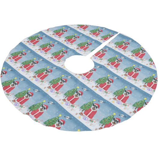 Schnauzer Dog in sneeuwkerst Kerstboom Rok (Gekanteld)