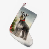 Schnauzer Dog in sneeuwkerst Kleine Kerstsok (Voorkant (Hangend))