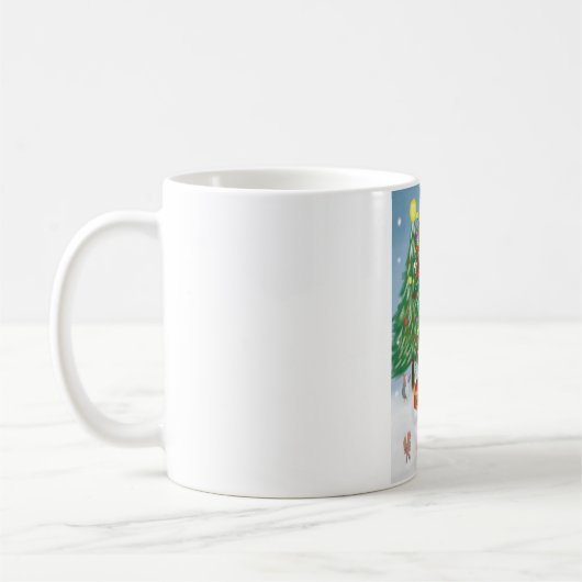 Schnauzer Dog in sneeuwkerst Koffiemok (Links)