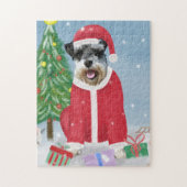 Schnauzer Dog in sneeuwkerst Legpuzzel (Verticaal)
