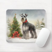 Schnauzer Dog in sneeuwkerst Muismat (Met muis)