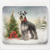 Schnauzer Dog in sneeuwkerst Muismat (Voorkant)
