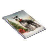 Schnauzer Dog in sneeuwkerst Notitieboek (Rechterzijde)