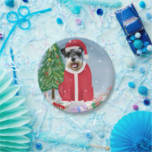 Schnauzer Dog in sneeuwkerst Papieren Bordje (Feest)