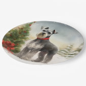 Schnauzer Dog in sneeuwkerst Papieren Bordje (Gekanteld)