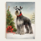 Schnauzer Dog in sneeuwkerst Planner (Voorkant)