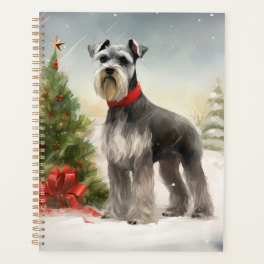 Schnauzer Dog in sneeuwkerst Planner (Voorkant)