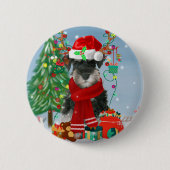Schnauzer Dog in sneeuwkerst Ronde Button 5,7 Cm (Voorkant)