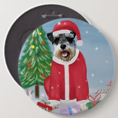 Schnauzer Dog in sneeuwkerst Ronde Button 6,0 Cm (Voorkant /achterkant)