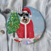 Schnauzer Dog in sneeuwkerst Ronde Button 6,0 Cm (In situ)