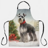 Schnauzer Dog in sneeuwkerst Schort (Voorkant)
