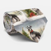 Schnauzer Dog in sneeuwkerst Stropdas (Opgerold)