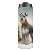 Schnauzer Dog in sneeuwkerst Thermosbeker (Voorkant)