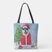 Schnauzer Dog in sneeuwkerst Tote Bag (Achterkant)