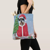 Schnauzer Dog in sneeuwkerst Tote Bag (Dichtbij)