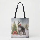 Schnauzer Dog in sneeuwkerst Tote Bag (Voorkant)
