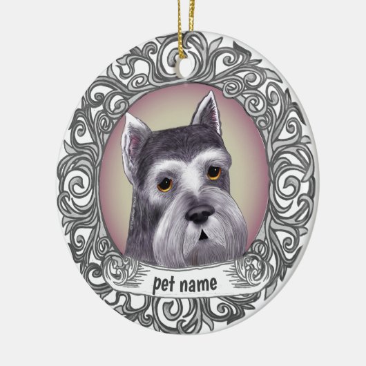 Schnauzer Dog Keramisch Ornament (Links)