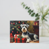 Schnauzer Dog Kerstmis Briefkaart (Staand voorkant)