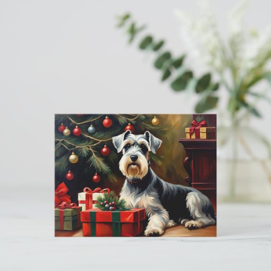 Schnauzer Dog Kerstmis Briefkaart (Staand voorkant)